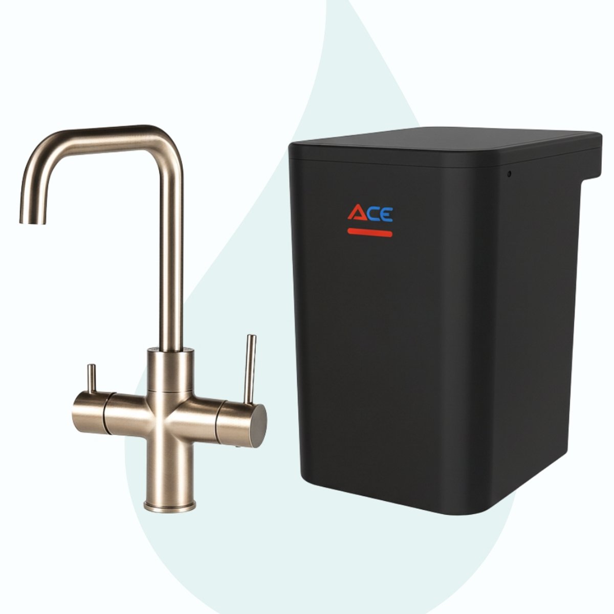 Unito - Kokend Waterkraan - ACE 3-in-1 kraan - U-uitloop met 4,4L boiler - RVS - Met installatie