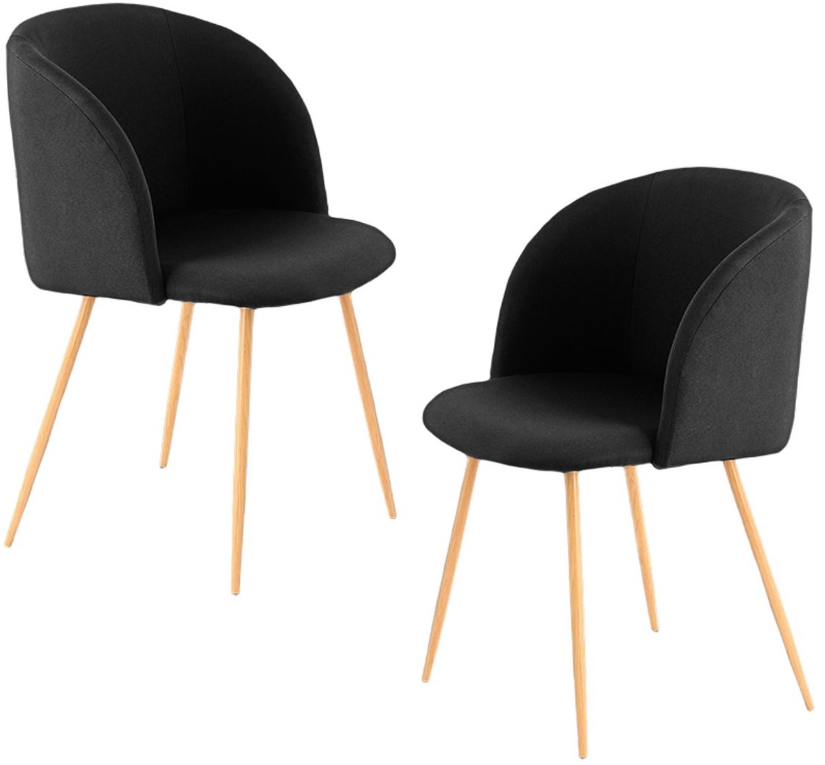 Floraya - Set 2 eetkamerstoelen Celina - Zwart - 56x54x84cm(LxBxH) - Draagkracht 150KG