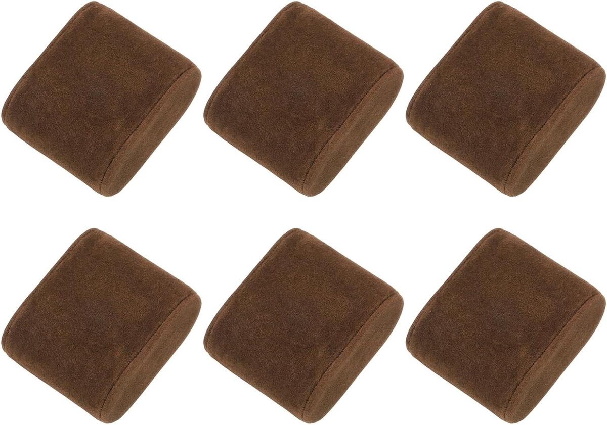 Allecto plus - 6 stuks armbandkussens van flanel voor sieradenpresentatie - Set van 6 - Ideaal voor horlogedoos - Bruin - 20 x 6 x 4,5 cm