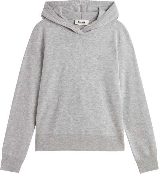Lichtgrijze hoodie met capuchon en lange mouwen.