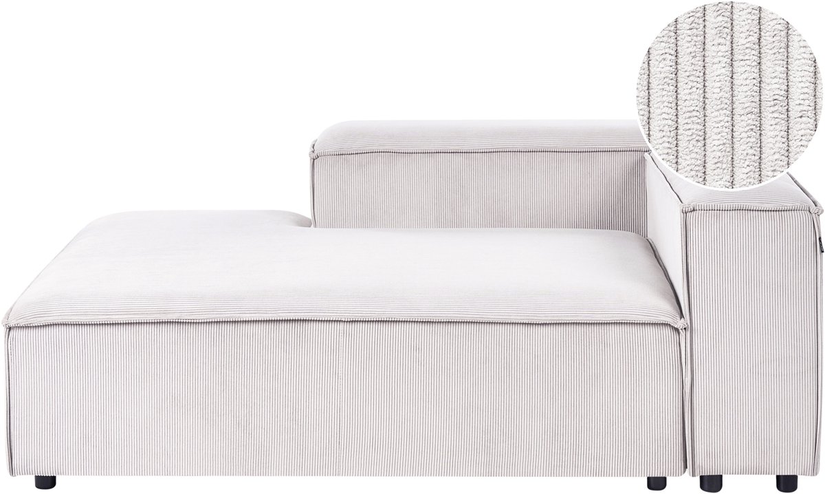 Beliani ARDAL - Chaise longue - Off-white - Rechtszijdig - Corduroy Wit