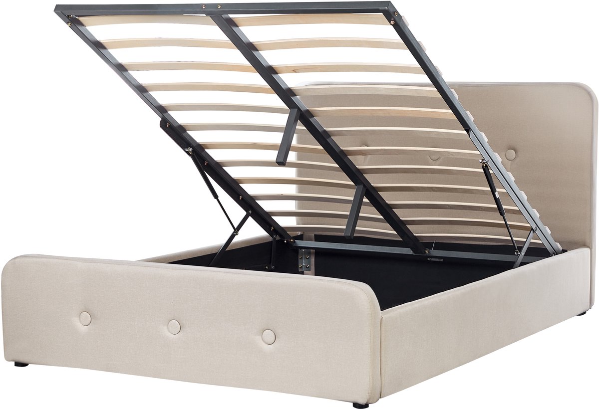 BELIANI RENNES - Bed met opbergruimte - Beige - 140 x 200 cm - Polyester