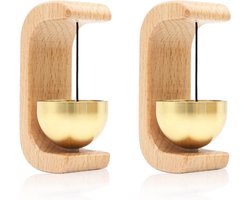 Magnetische deurbel - Houten windbelbellen - voor het openen van deuren draadloze kleefdeurbel met zachte bel - voor thuis kantoor winkel - 2 stuks