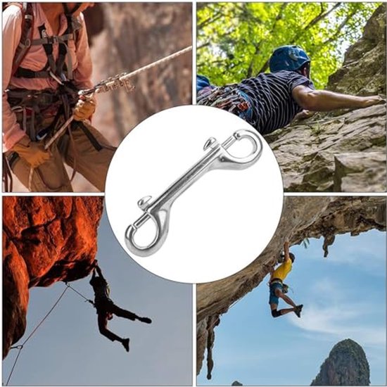 Double Carabiner Hooks, 4 Pieces, Robust Double Carabiner Hooks, Bolt Snapper Chains, Snap Hooks, Double Hook, Double Ended Bolts, Cast Zinc, Nickel Plated, Black — afbeelding 4
