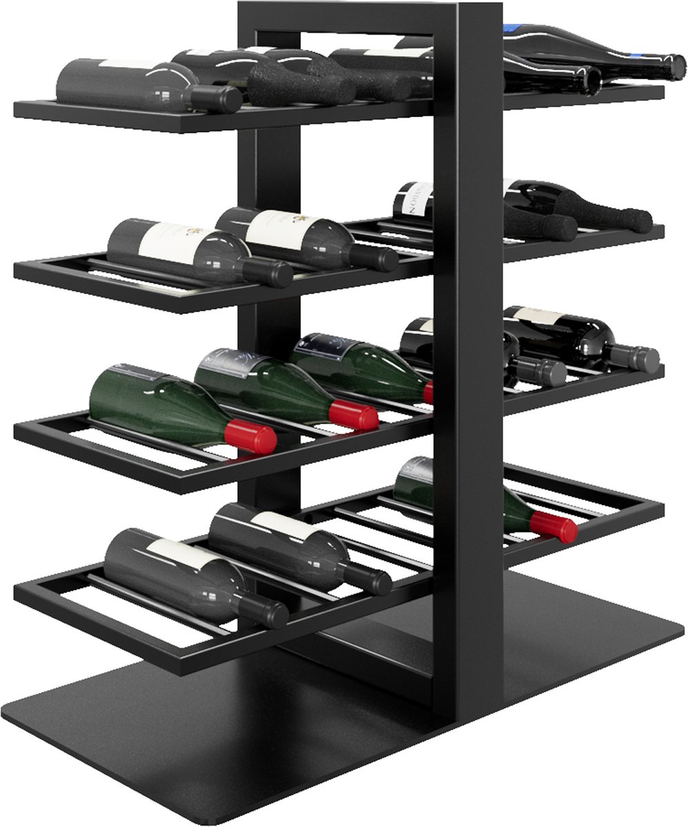 MetaloPro Wijnrek Corse – Zwart Metalen Flessenrek Voor 40 Wijnflessen, Robuust Design, Ideaal Voor Keuken, Kelder Of Bar – 80x80x30cm