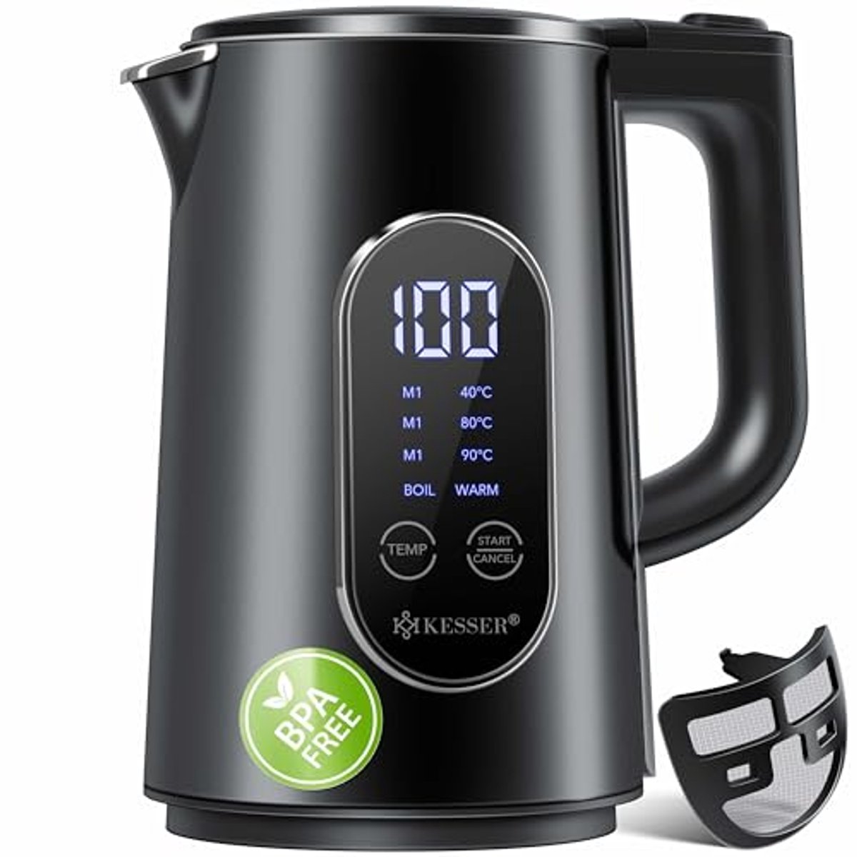 Waterkoker Roestvrij Staal 1,7 Liter met Temperatuurinstelling 40-100 °C, Led-display en Kalkfilter