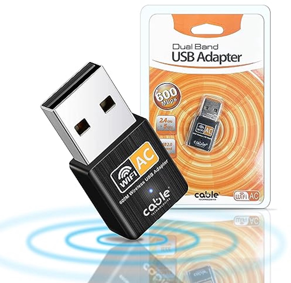 Dual Band USB Wifi Stick 600 Mbps - Draadloze Netwerkadapter voor PC/Laptop/Tablet, Plug and Play, Compatibel met Windows en Mac