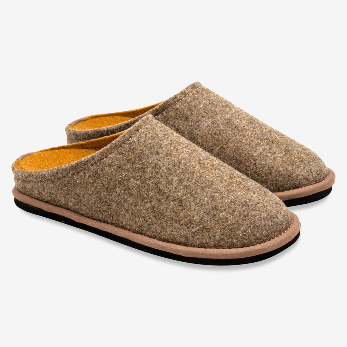 Loewenweiss Lowenweiss Easy Bicolore - Handgemaakte Pantoffels Gekookte Wol - Bruin / Geel - Maat 45