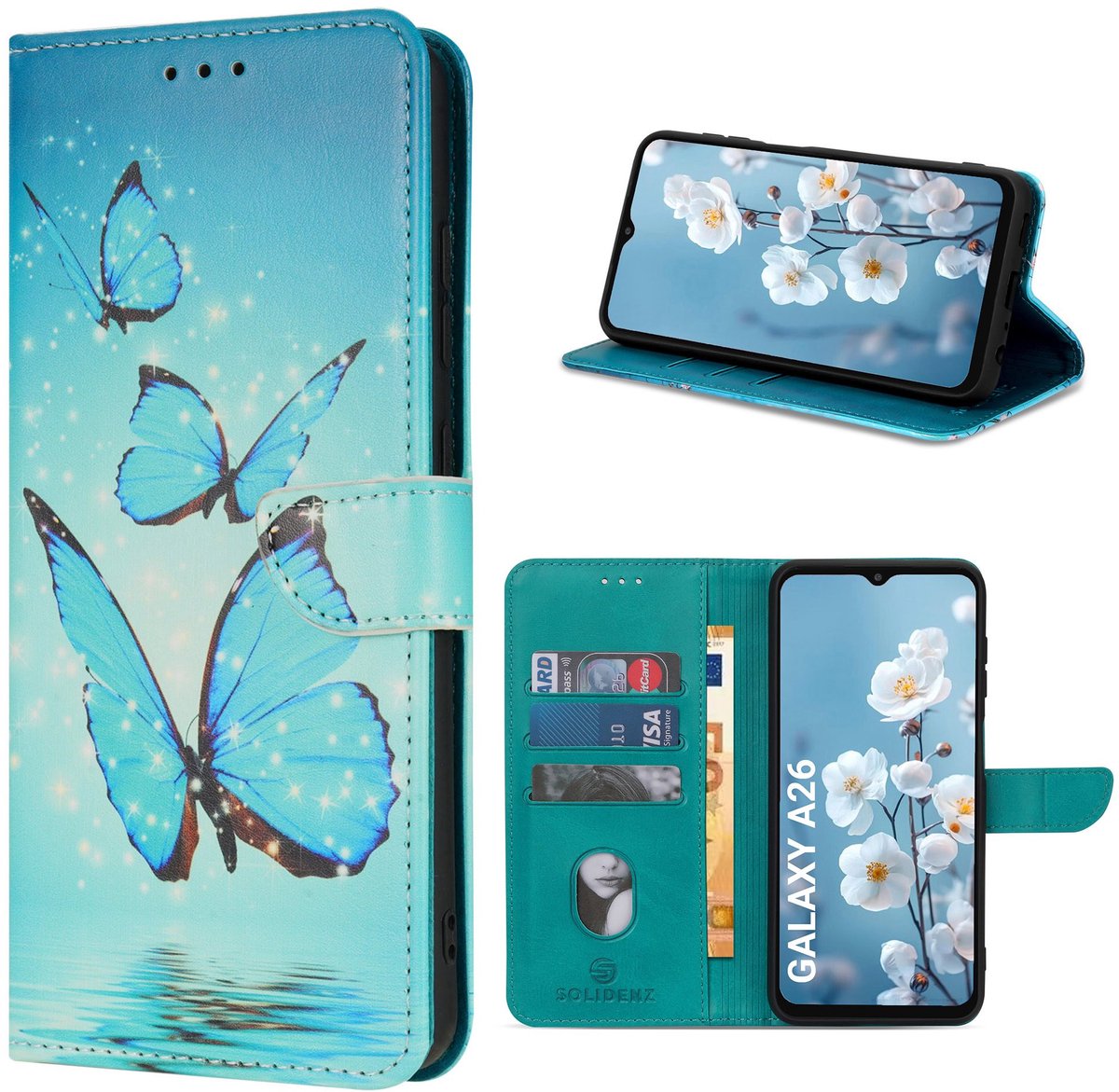 Solidenz hoesje - Geschikt voor Samsung Galaxy A26 - Bookcase - Vlinders