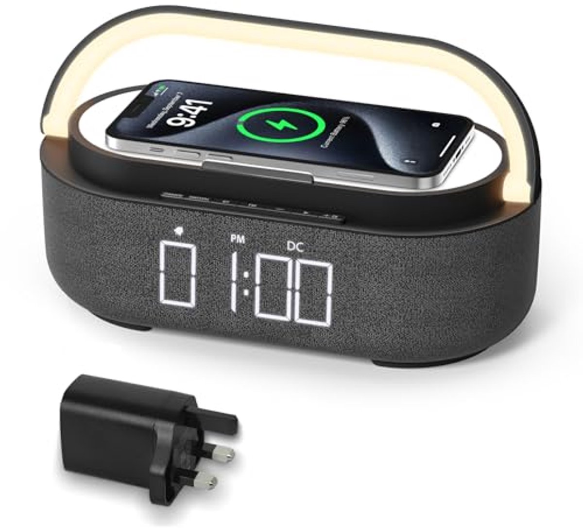 Digitale wekkerradio met draadloze oplader en Bluetooth-luidspreker - Slimme wekker met nachtlampje en USB-oplader