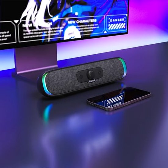 Compacte Bluetooth RGB Soundbar met LED-lichteffecten voor PC en Laptop — afbeelding 4