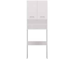 Wasmachinekast voor Badkamer en Wasruimte - Ruimtebesparende Hoge Kast (Wit)