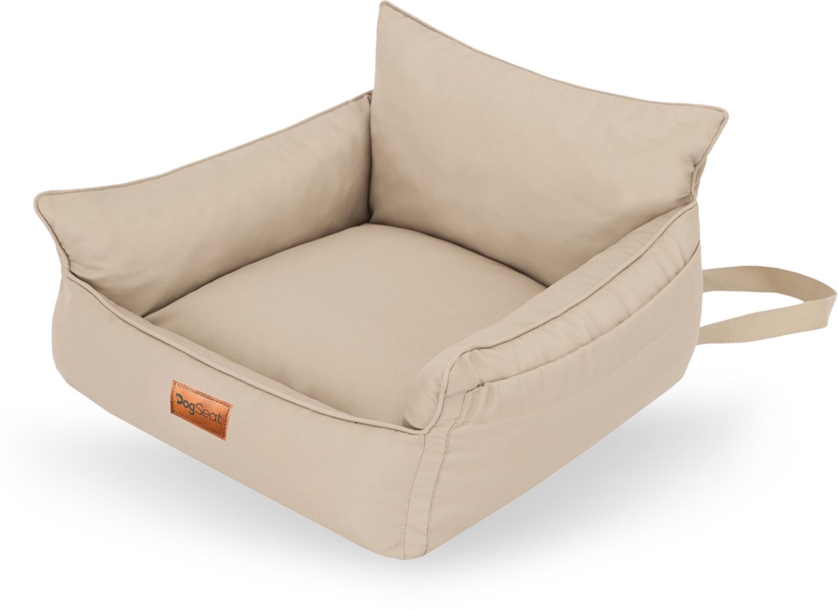 Voorstoel Honden Autostoel Mand – DogSeat Nova Cruise ® – Beige Oxford – Voor Kleine Honden – Met veiligheidsriem, gesp en gordel slot – Voorstoel & Achterbank – Waterafstotend & Krasbestendig – Luxe Autostoel Hond – Machinewasbaar