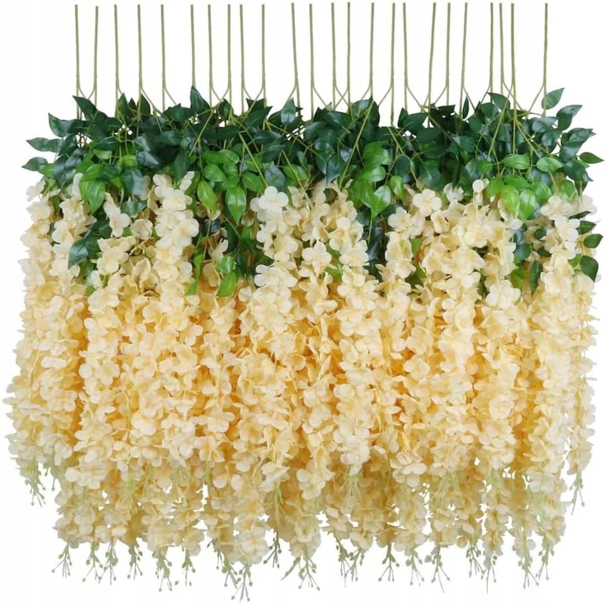 12x Beige Wisteria Bloemenslingers - Decoratieve Klimop voor Buiten & Binnen