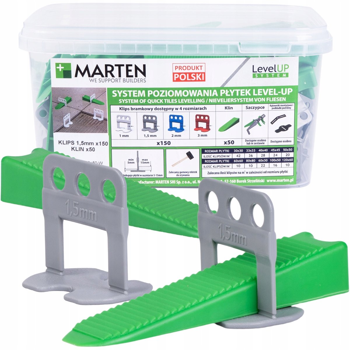 LevelUP Tegel nivelleringssysteem 1,5mm clips 150 stuks + 50 wiggen