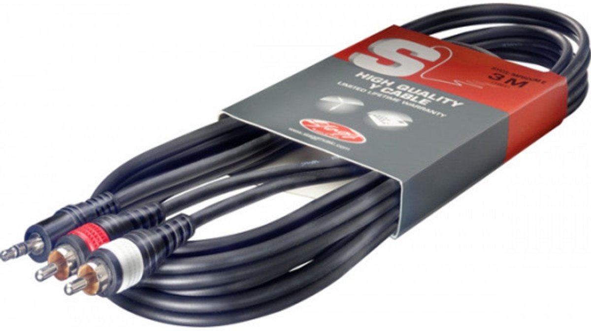 Stagg SYC3/MPS2CM E 3.5 mm stereo jack - 2x RCA male 3 meter