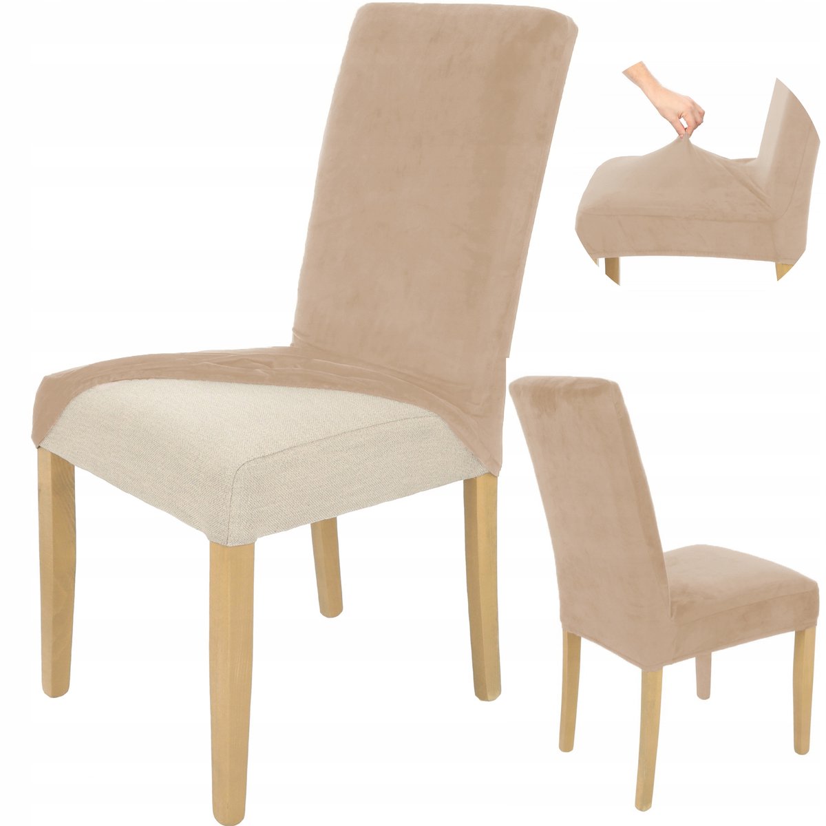 Elastiek Stoelhoes Cappuccino Beige - Dik Velours Universeel