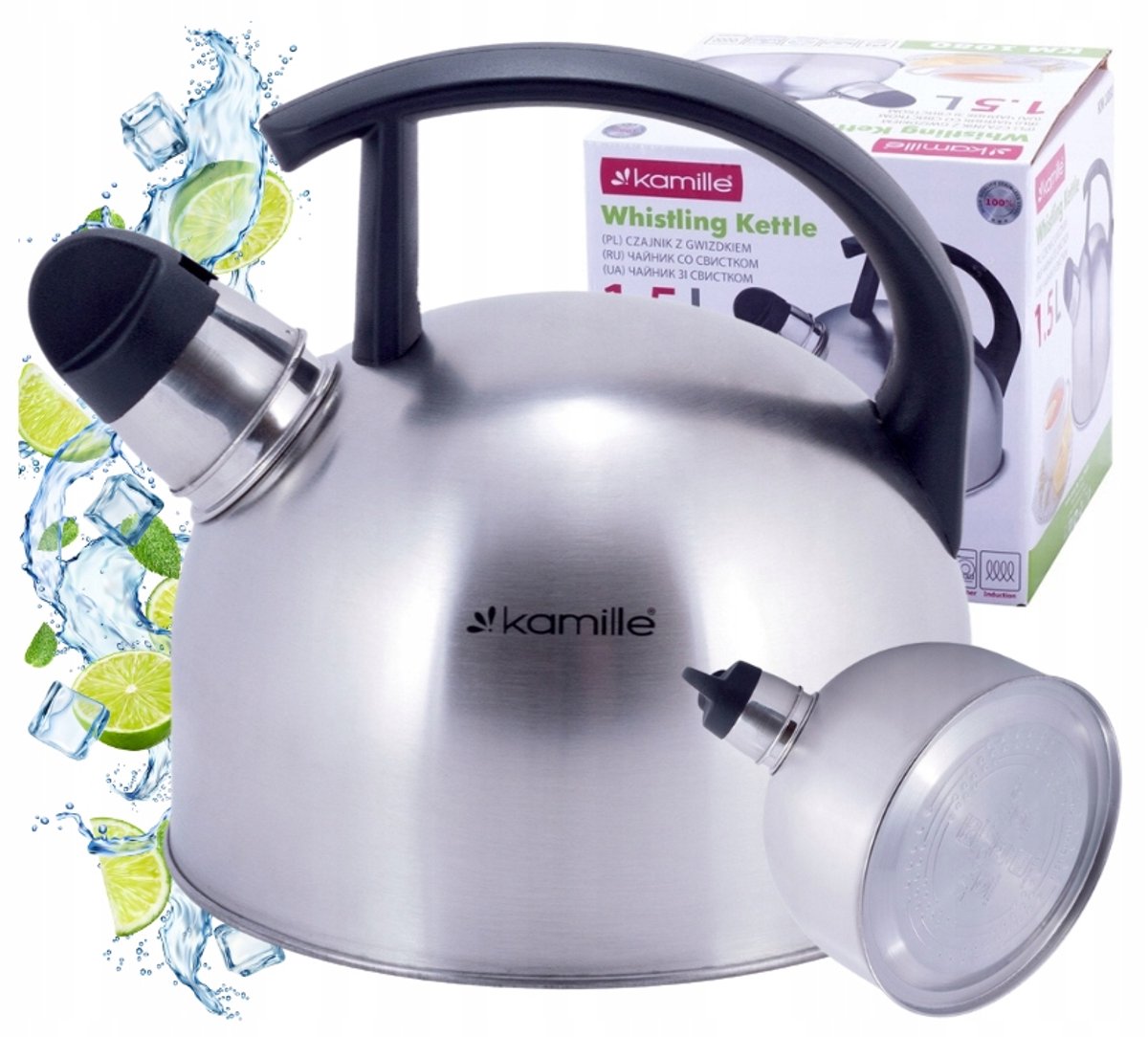 Kamille RVS Waterkoker met Fluitje 1,5L - Geschikt voor Inductie