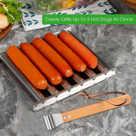 PANYI Worstjesgrill 2-delig – Roestvrijstalen Grillstandaard, 20,5x7,5 Cm, Grappige Hotdoghouder, Picknick & Keuken