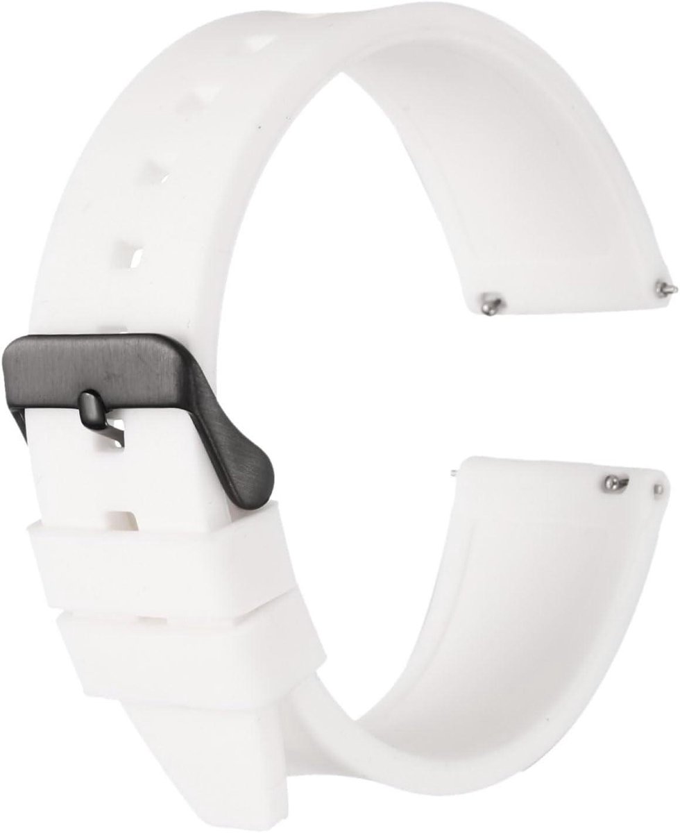 Siliconen horlogebandje 22 mm snelwissel flexibel rubberen bandje RVS sluiting wit