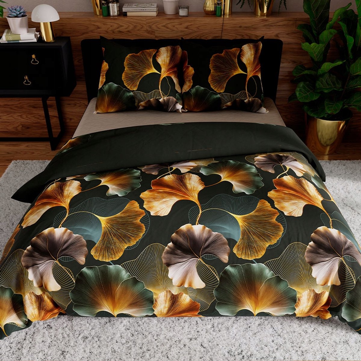 Mariset Katoen Satijn Beddengoed 220x200cm - Ginkgo Bladeren