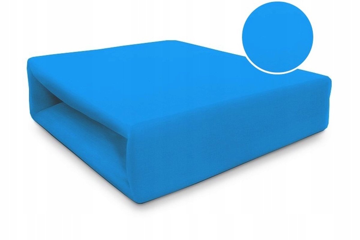 Jersey Hoeslaken 120x200cm met Elastiek - Zacht Katoen Blauw