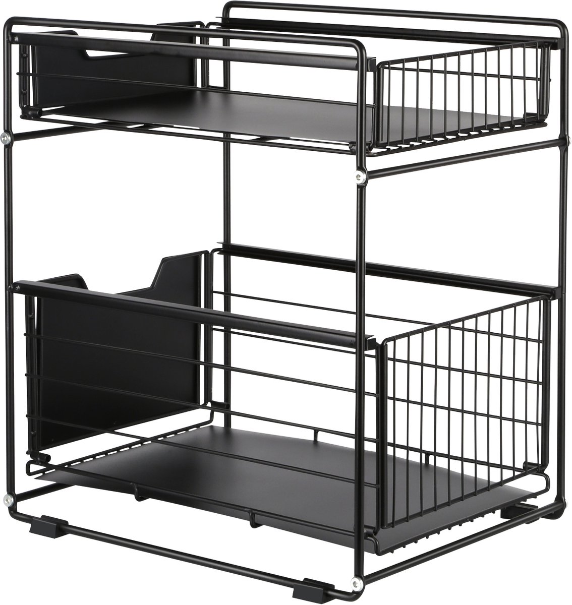 PIPIPOXER- Keukenkast Organizer - Gootsteenkast Organizer - Aanrecht Organizer - Opbergrek - Keukrenrek - Uitschuifbaar - Zwart