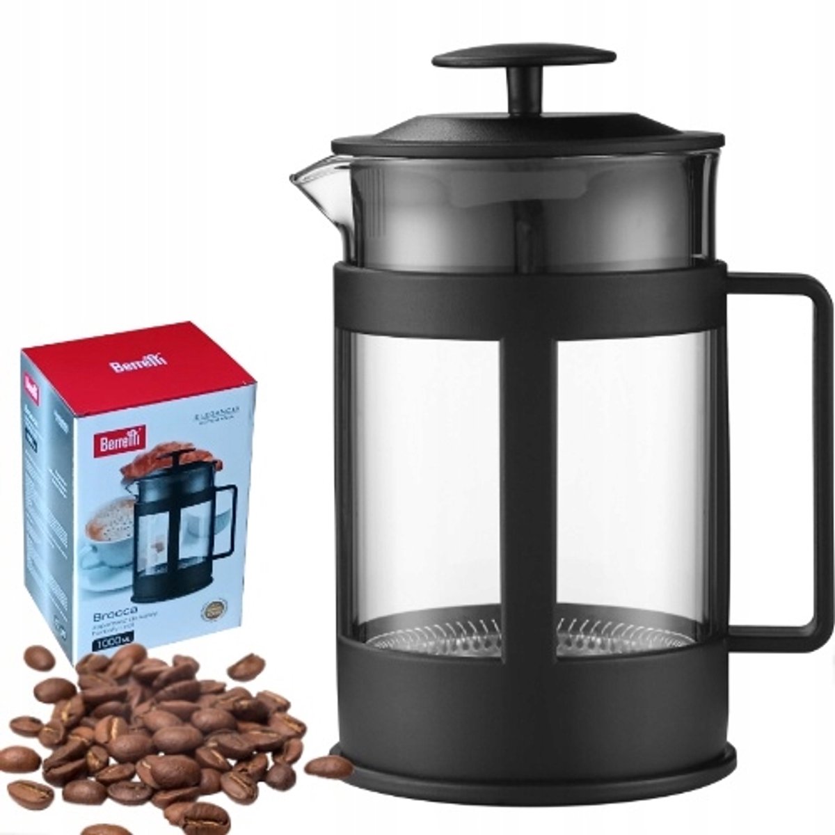 Glazen Cafetière 1000ml met Filter voor Koffie, Thee & Kruid