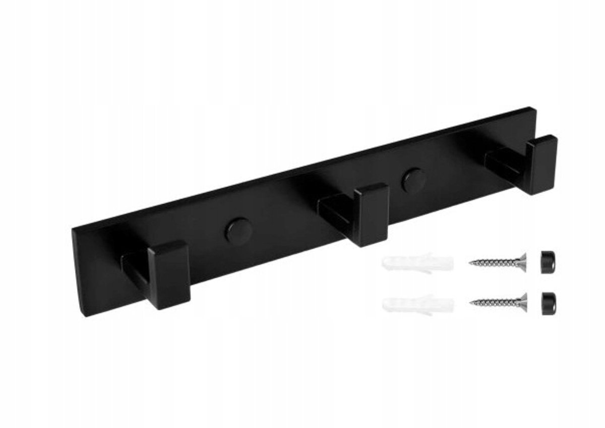 Wandkapstok Loft Zwart Aluminium 3 Haken 248mm