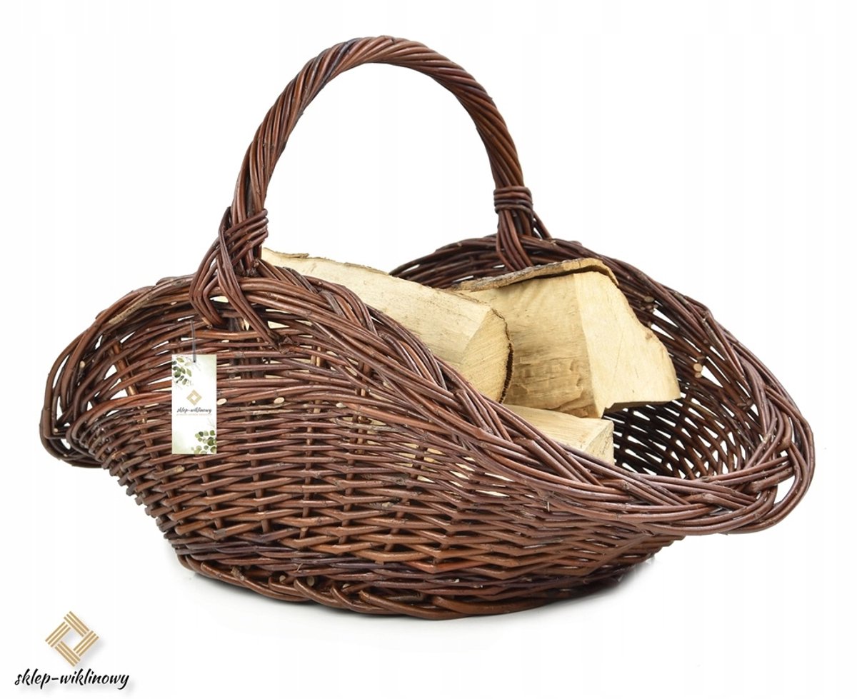 Donkerbruine Wikkenhout Mand voor Haardhout - 70 cm