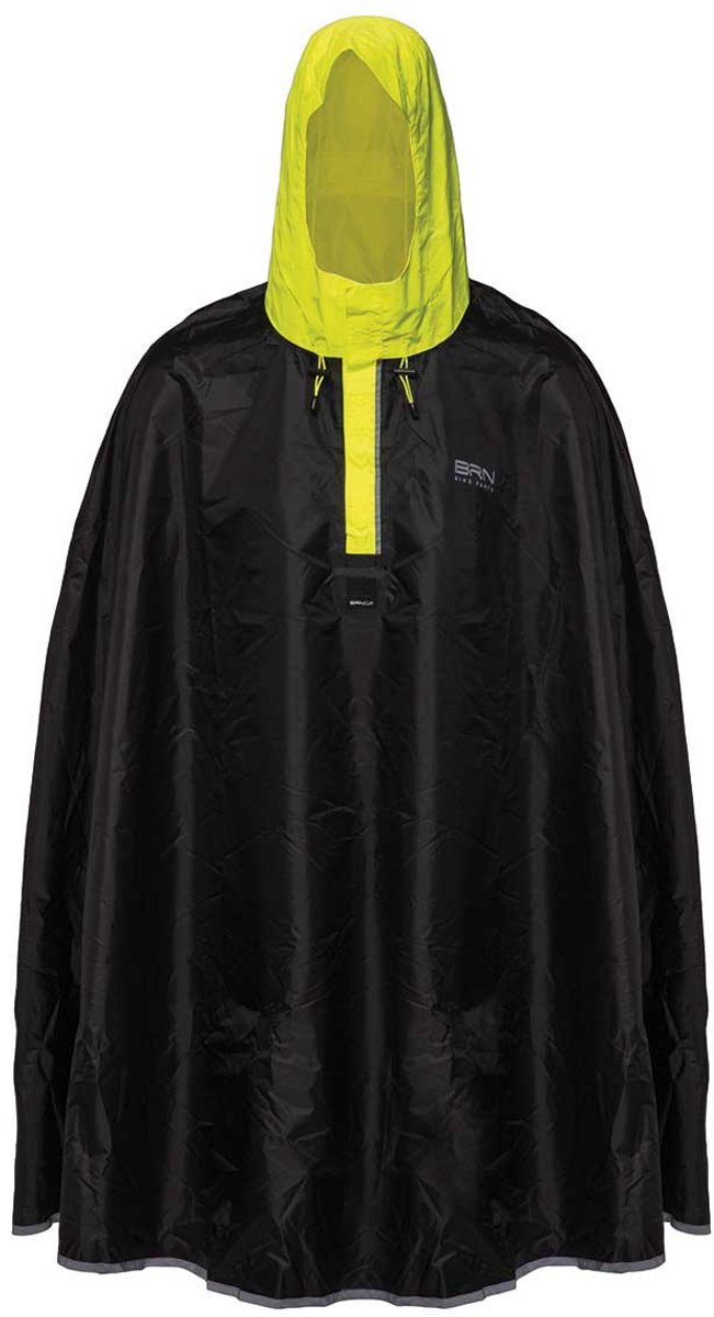 BRN Poncho zwart/fluorescerend geel maat L/XL