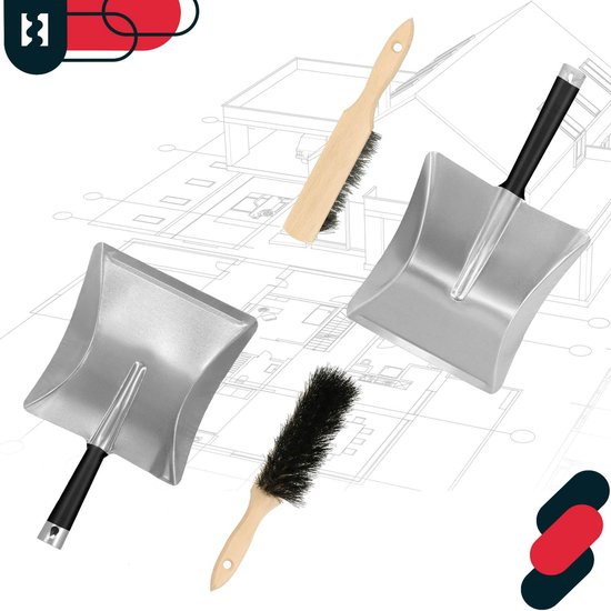KOTARBAU® Stoffer En Blik Set, Metalen Vuilblik, Verzinkt Staal En Hout, Handeger van Hout, Stoffer En Blik Voor Open Haard, Terras, Werkplaats, Grijs En Naturel van KOTARBAU — afbeelding 5
