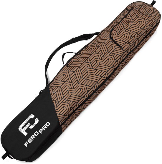 FEROCITY - Snowboardhoes PREMIUM 170 cm - Waterdicht polyester - Draaggreep - Bescherm je winteruitrusting - Zwart Bruin Geometrisch