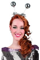 WELLCHY Alien Kostüm Set, Glitzer Bopper Alien Haarreif in Silver mit