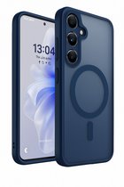 Hoesje Geschikt voor Samung Galaxy A17 - Donker Blauw - Casemania Matte Telefoonhoesje met Camera Bescherming - Geschikt voor MagSafe