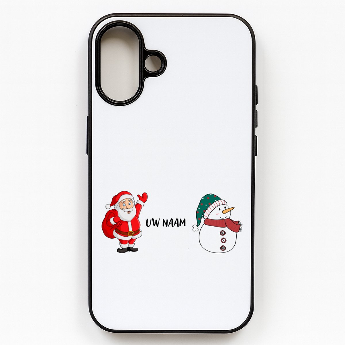 Hacebo® - Kerst sneeuwpop en kerstman met eigen naam telefoonhoesje - Kerstmis - Kerst beker - telefoonhoesjes - winter - kerst - christmas - kerst cadeau - hoesje geschikt voor iPhone 16