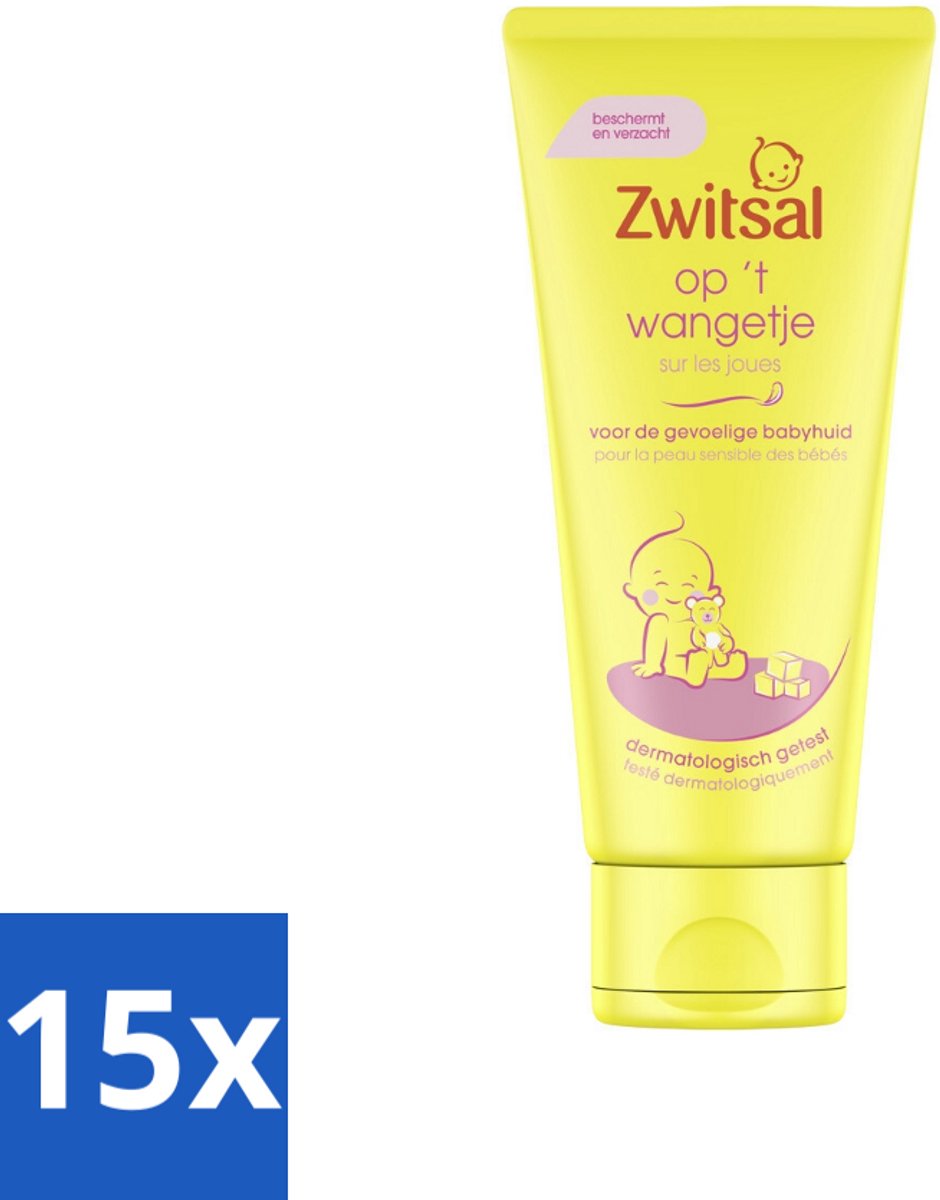 Image of 15 x Zwitsal - Op 't Wangetje - Gezichtscrème voor Baby’s - Gevoelige Babyhuid - 100 ml - Wind - Weer - Kamille - Hypoallergeen - PH-huidneutraal