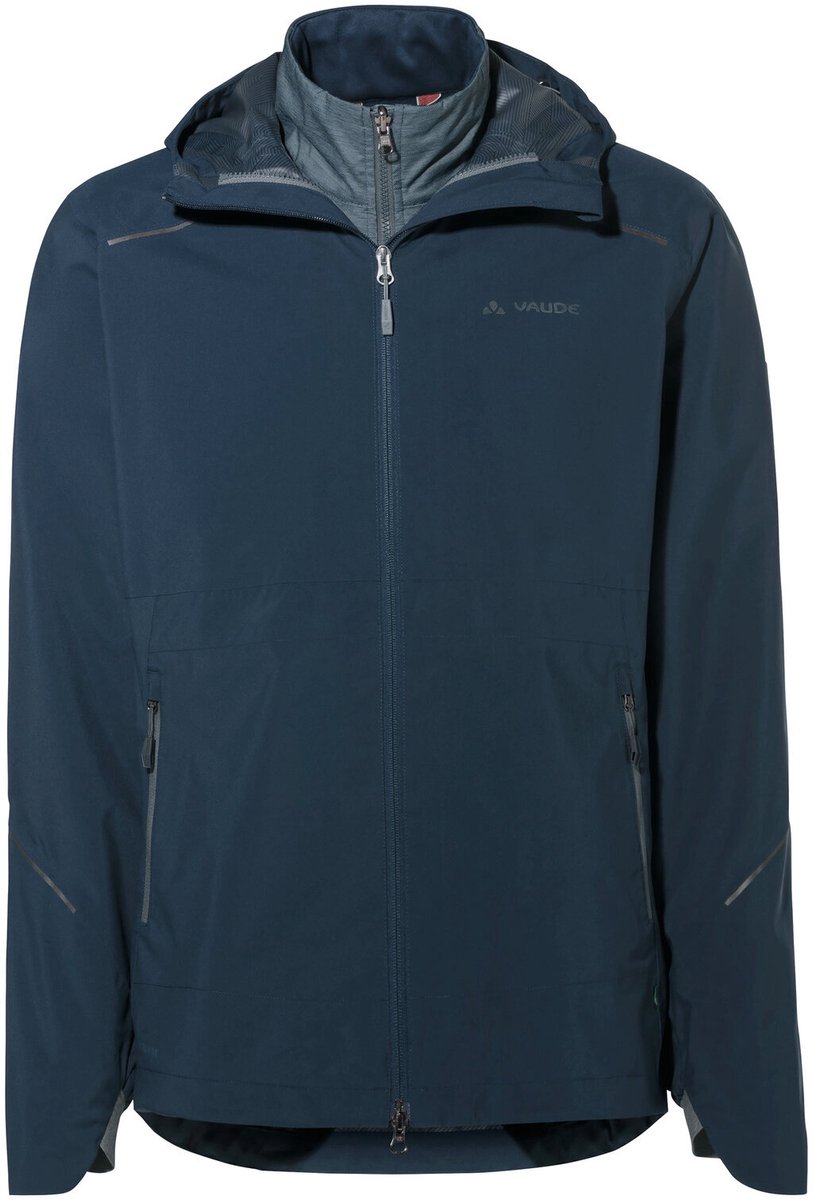 VAUDE Men’ Yaras 3in1 Jacket 3in1 Jas Regenjas fietskleding met kap Hardshell Jas Regenjas waterdicht Heren Outdoorjas Dark Sea/heron