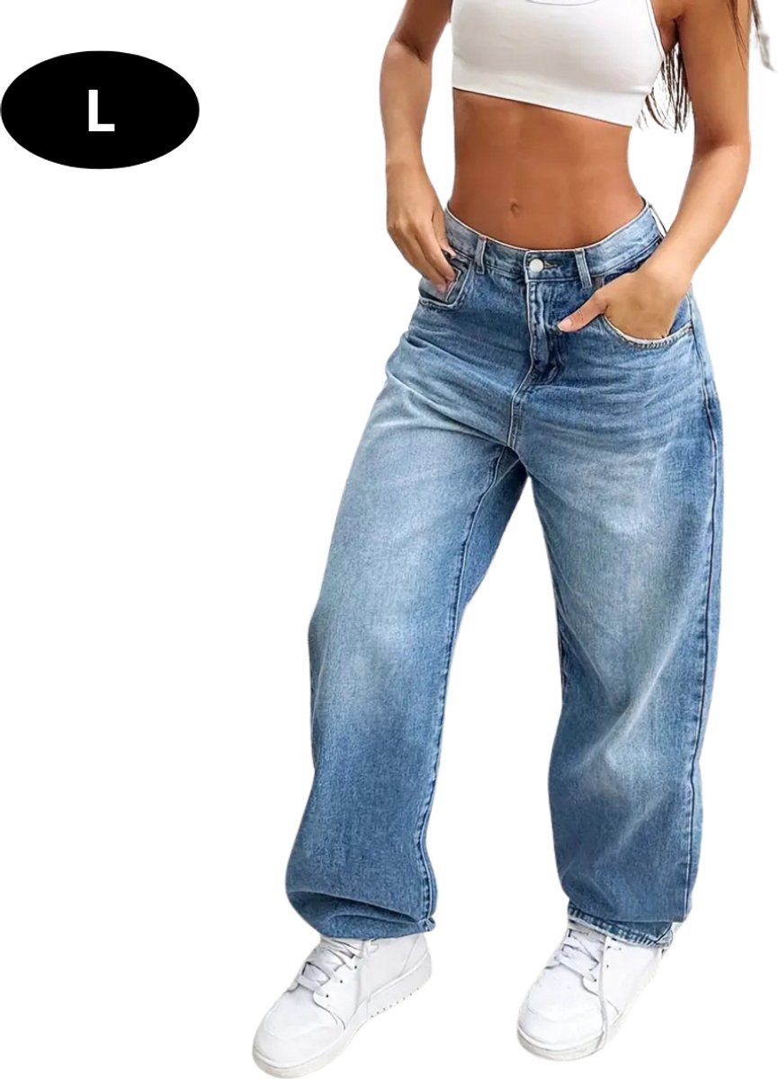 Bovista Lange Broek Dames Spijkerbroek Broeken Spijker Pants Jeans Trouser Loose Fit Straight Leg – Lichtblauw