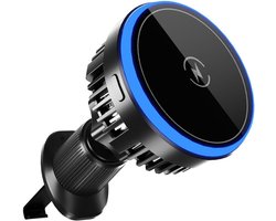 Allecto plus - Magnetische Auto Telefoonhouder Draadloze Oplader - 360° Verstelbaar - Snel Opladende Luchtroosterhouder met RGB Licht - Voor iPhone - Universeel Compatibel - 15W Oplader
