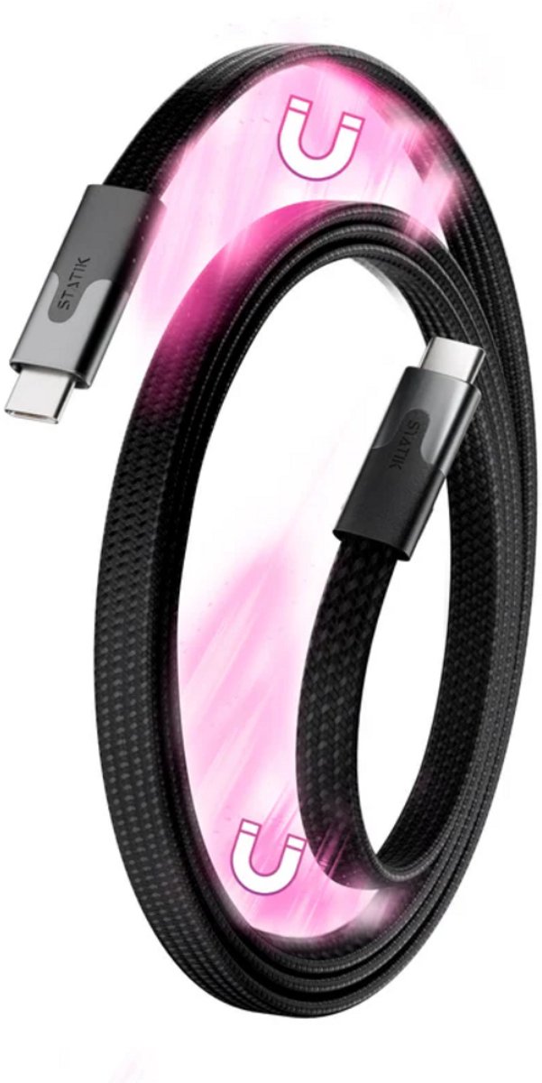 MagStack Slim Pro oplaadkabel - 1m- zwart - USB-C to USB-C - Nylon gevlochten - 100W