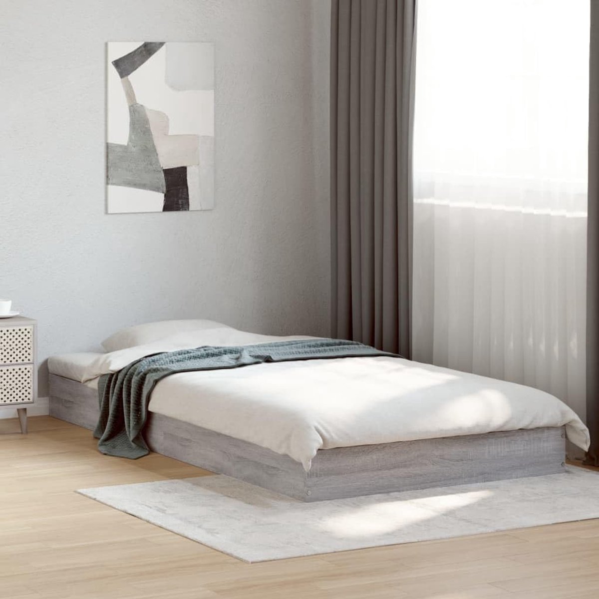 Bedframe grijs Sonoma 90x190 cm zonder matras - Modern ontwerp en duurzaam hout