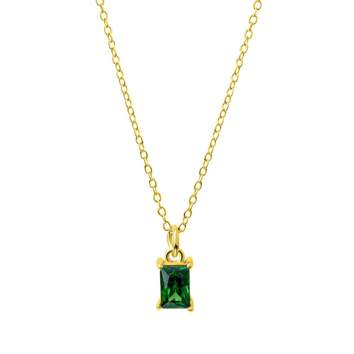 Celesta Silber Anhänger mit Kette 925/- Sterling Silber vergoldet Zirkonia grün