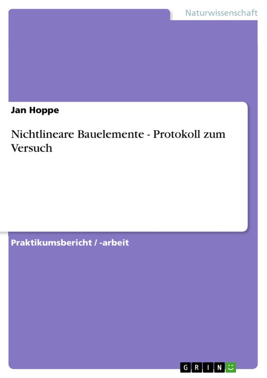 Nichtlineare Bauelemente - Protokoll zum Versuch - cover