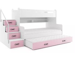 BMS - Max 3 Triple Jeugdbed - 120x200 cm - Roze - Met Lade