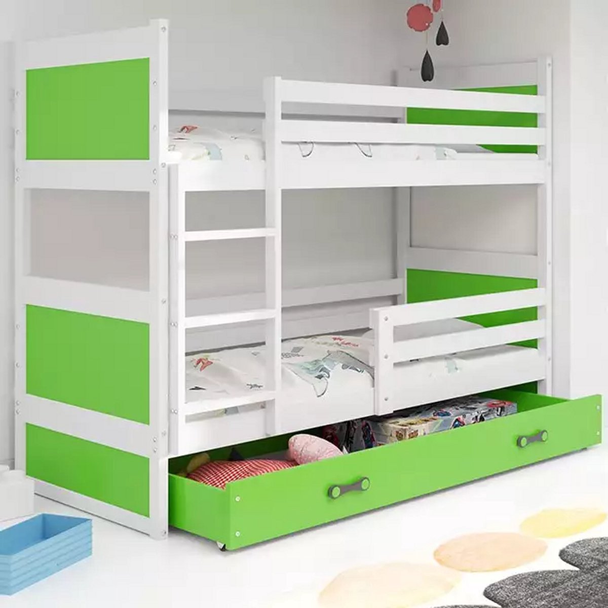 BMS RICO - Jeugd Stapelbed - 90x200 cm - Wit/Groen