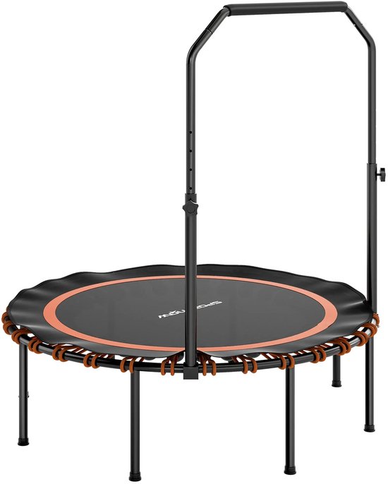 SPORTNOW Fitness-Trampoline Met Verstelbare Handgreep, Sport-Trampoline Voor Binnen En Buiten, Staal, Kunststof, Oranje
