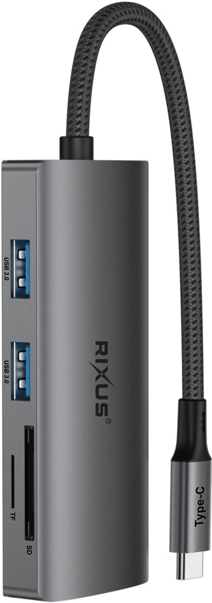 Rixus RXHU10 USB-C To HDMI Adaptor With Docking Station Grey