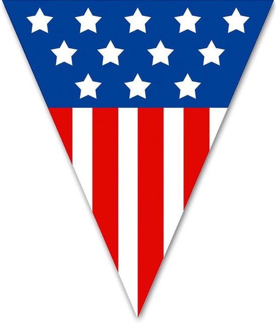 Vlaggenlijn USA - 5 meter - plastic - Amerika - United States - vlag - versiering - slingers - feestartikelen