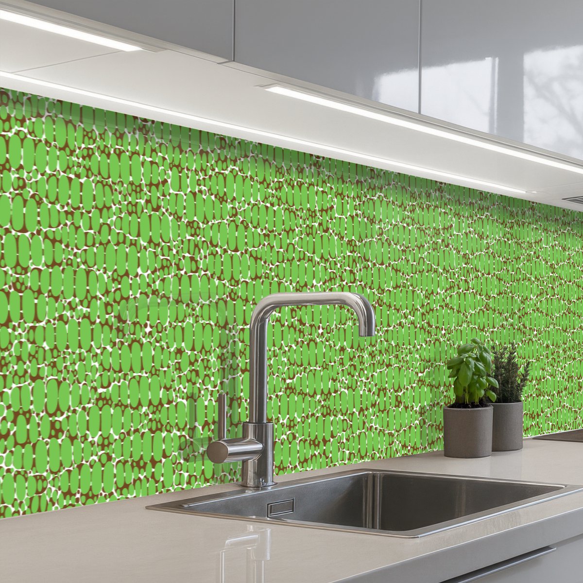 Keuken achterwand 400x60 cm - Spatscherm zelfklevend Krokodil - Structuur - Patronen - Groen - Muurbeschermer - Spatwand fornuis